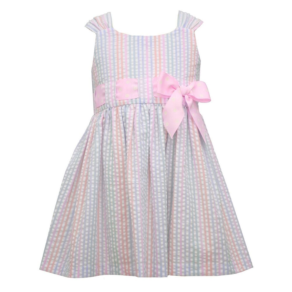 BONNIE JEAN Designer Boutique Pastel Striped Dress Holiday Party Special EUC 4